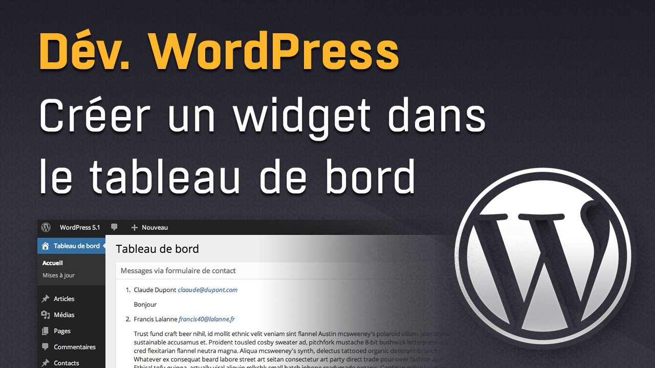 Créer un widget de tableau de bord dashboard WordPress